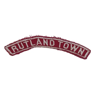 Boy Scouts Vintage Patch Rutland Town Red & White Community Strip RWS Curved