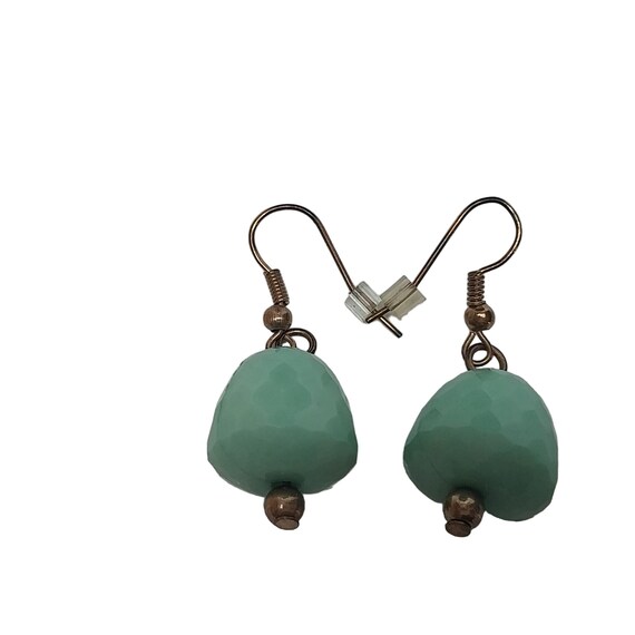 Vintage Green Necklace & Earrings Three Strand La… - image 7