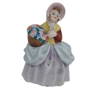 Occupied Japan Vintage 4" Lady With Flower Basket Figurine