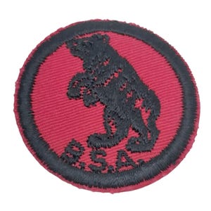 Boy Scouts BSA Vintage Patrol Patch Bear Red Embroidered Round