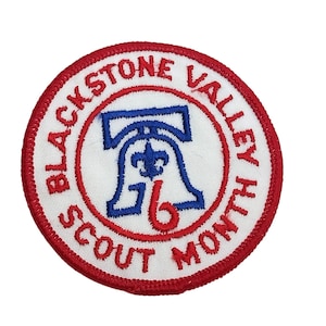 Boy Scout Month Vintage Patch Blackstone Valley Round Red White & Blue 1976
