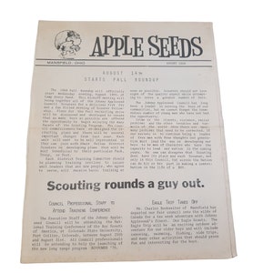 Carta de notícias dos escoteiros BSA Apple Seeds, agosto de 1968, Mansfield Ohio Appleseed Council