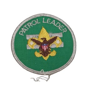 Vintage Boy Scout BSA Patrol Leader Embroidered Patch Green Round Badge