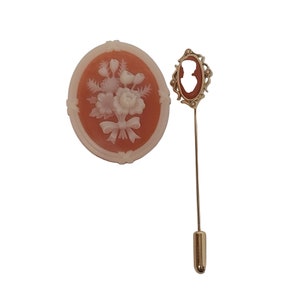 Vintage Avon Cameo Brooch & Stick Pin Set