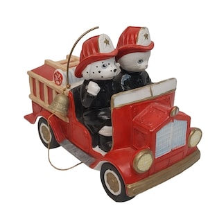 Schmid Kitty Cucumber Ceramic Firetruck Cat Dalmation Dog Shackman