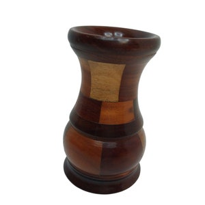 Vintage Handcrafted Vase Artisan Made Turned Wood Segmented Walnut 6&quot; #1