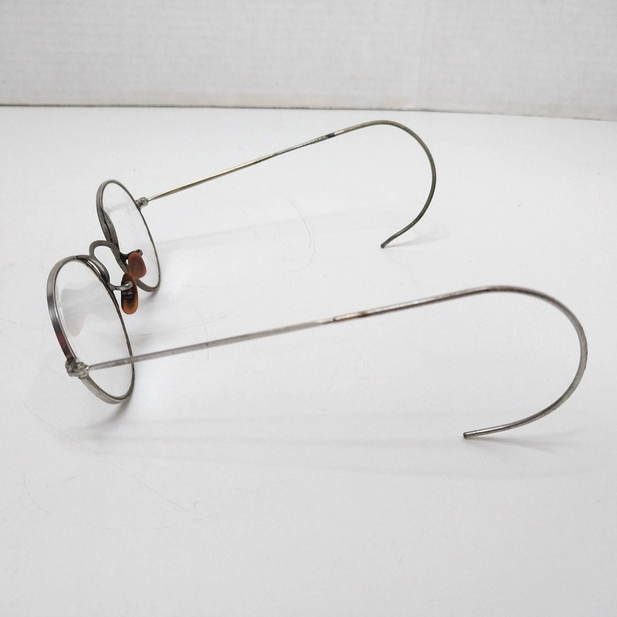 1681.  Antique Round Bifocal Eyeglasses Wire Frame with Case Antique Wire-rim Bifocal Glasses With Velvet-lined Metal  main image 3