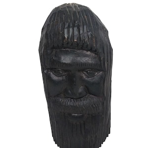 Vintage jamaikanische handgeschnitzte Holzbüste Skulptur 17,8 cm bärtiges Gesicht