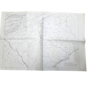 Mapa vintage de las primeras iglesias en el este de Pensilvania Handrawn Facsímil 1974