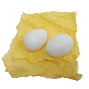 Hand Blown Milk Glass Chicken Hen Eggs Set of 2 Realistic Artificial White Eggs