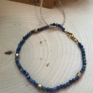 Dainty Handmade Blue Iolite Beaded Bracelet