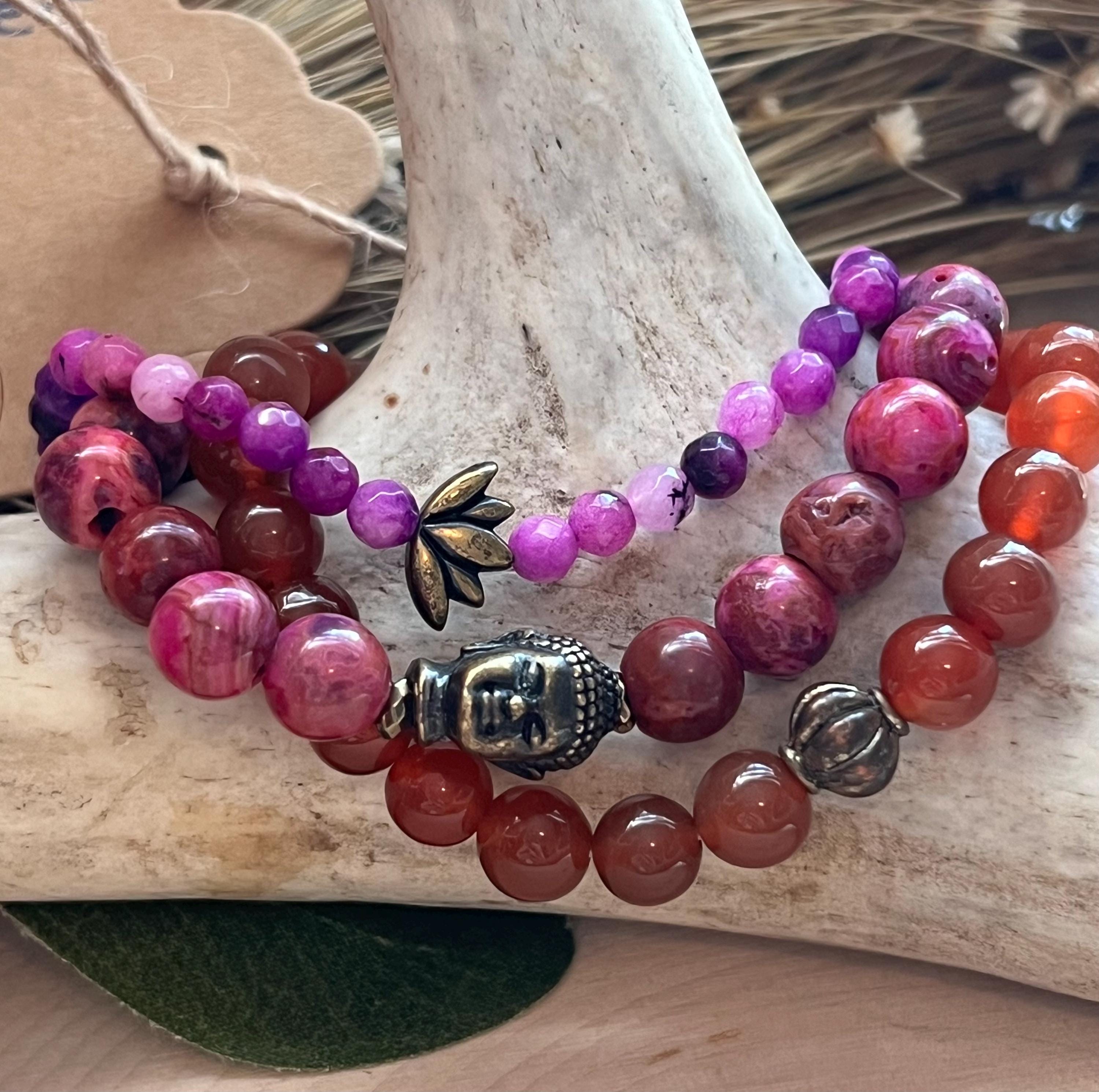 Good Vibes Beaded Bracelet Stack / Carnelian / Ruby Agate / Jasper