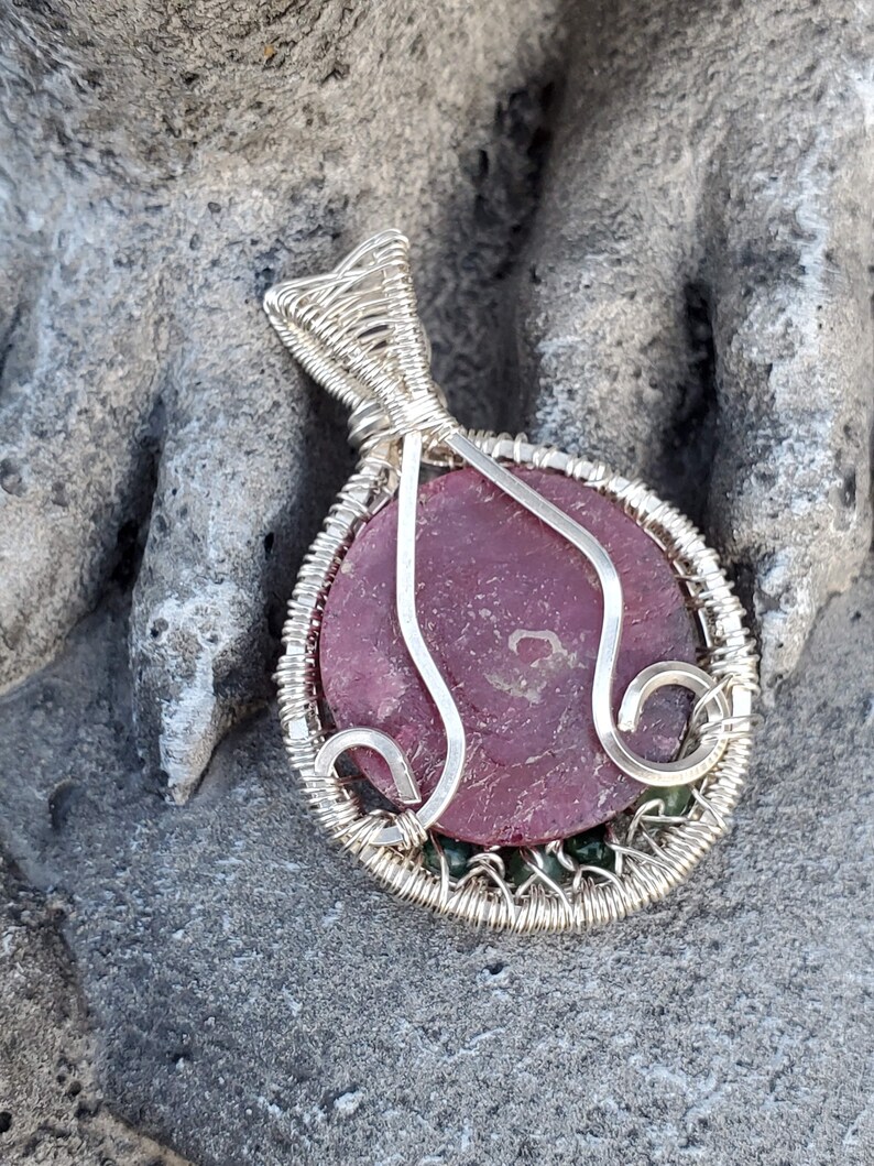 Ruby w Tanzanite /& Moss Agate Tree in Sterling Silver