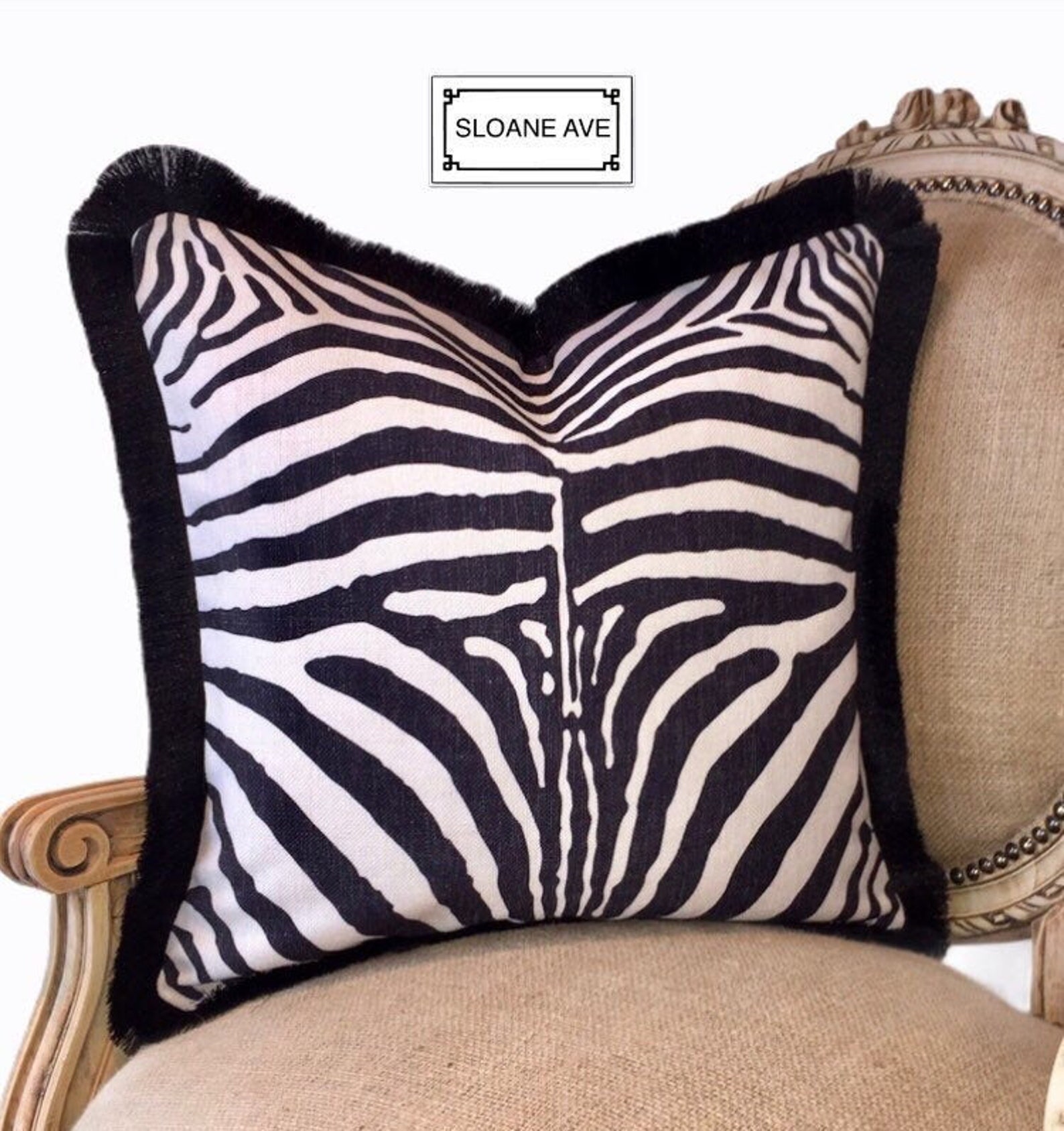 Zebra Print Cushion Cover Square Skin Black and Off White Etsy