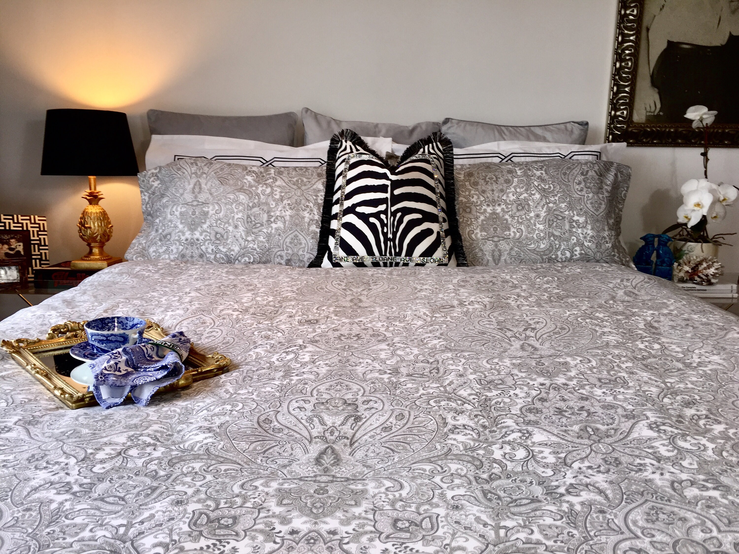 Grey Print UK Super King Size Reversible Duvet Cover Set Toile Etsy UK