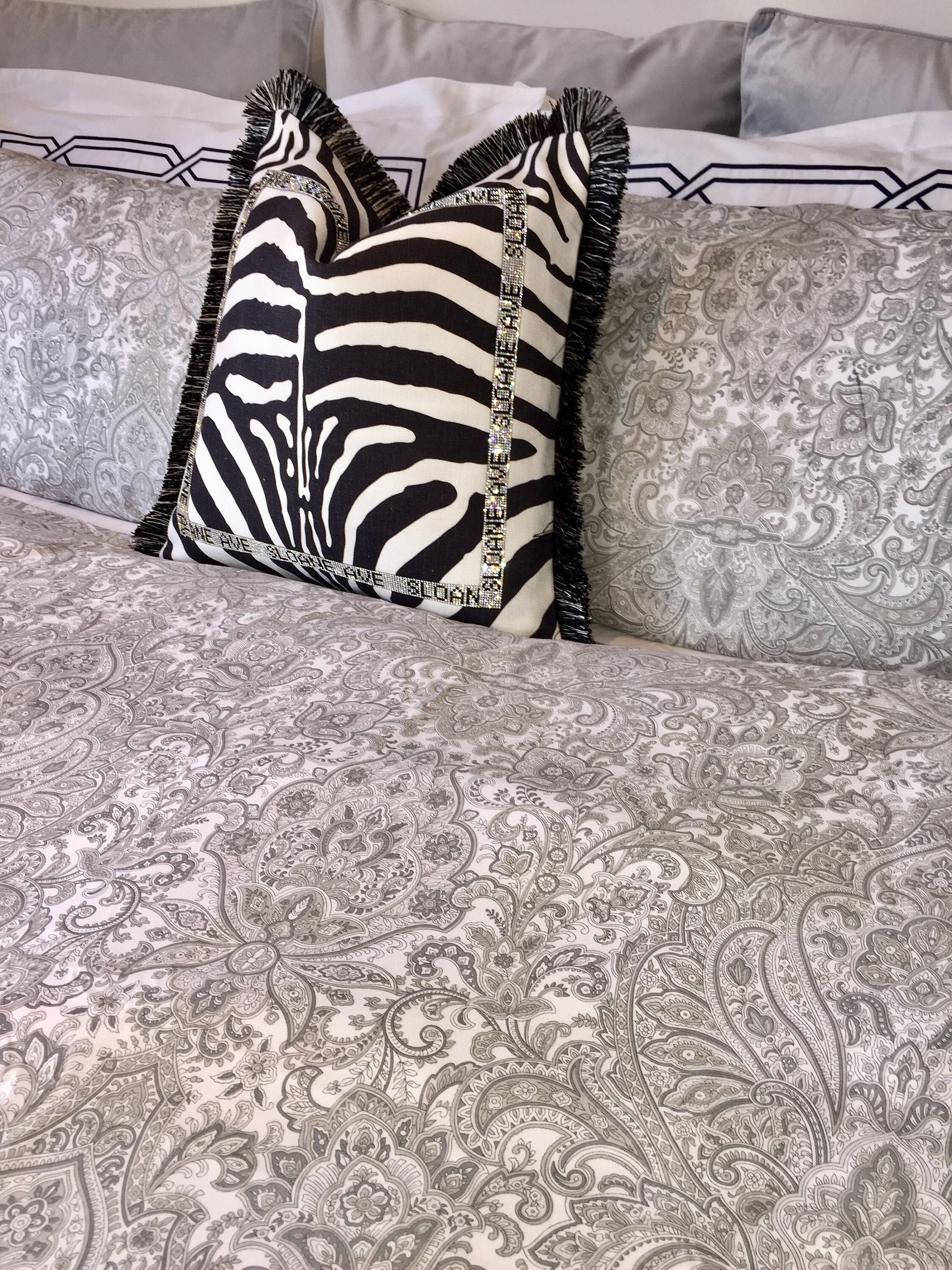 Grey Print UK Super King Size Reversible Duvet Cover Set Toile Etsy UK