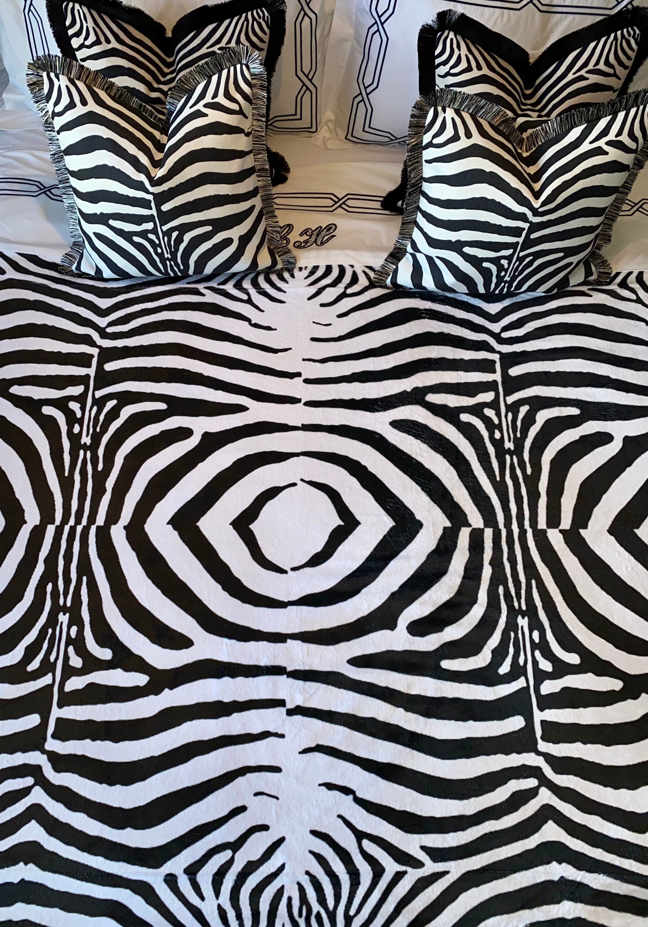 Zebra Print Cushion Cover Square Skin Black and Off White Etsy