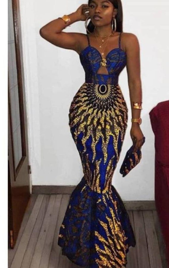 Floor Length african Print prom dress 