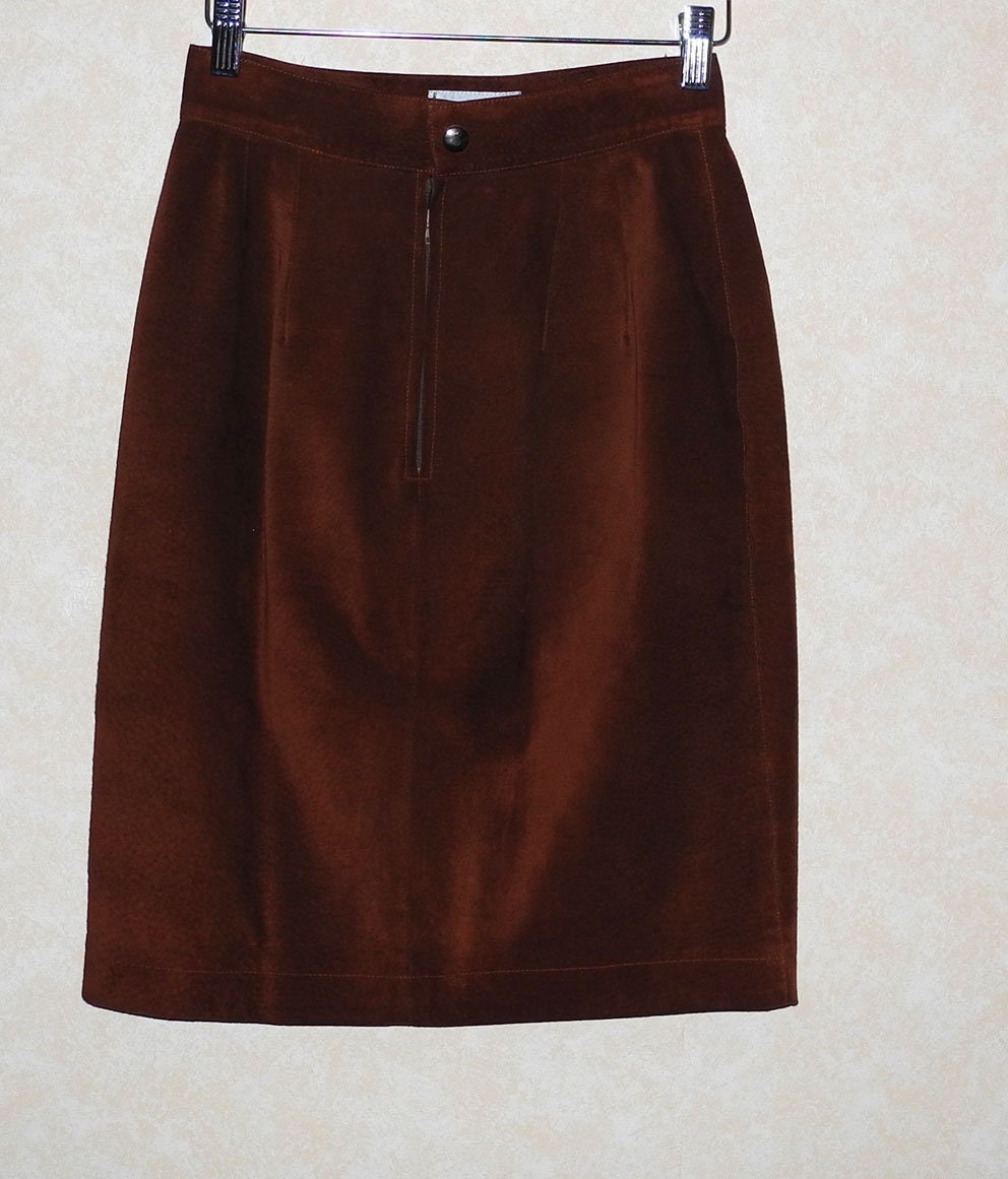 Georges RECH Straight Skirt in Vintage Brown Suede T.38 Very | Etsy
