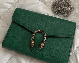 GUCCI Dionysus Bag in Green Grained Leather Chain Shoulder -  Hong Kong
