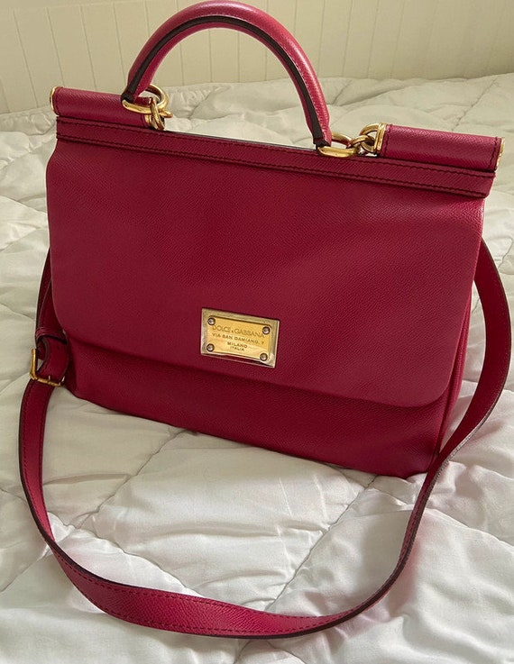 DOLCE & GABBANA Sicily Large Raspberry Pink Leather Bag 