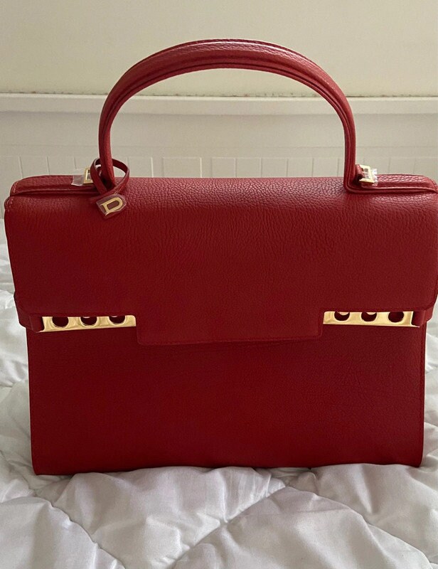 DELVAUX Large Red Grained Leather Bag Shoulder Strap -  Norway