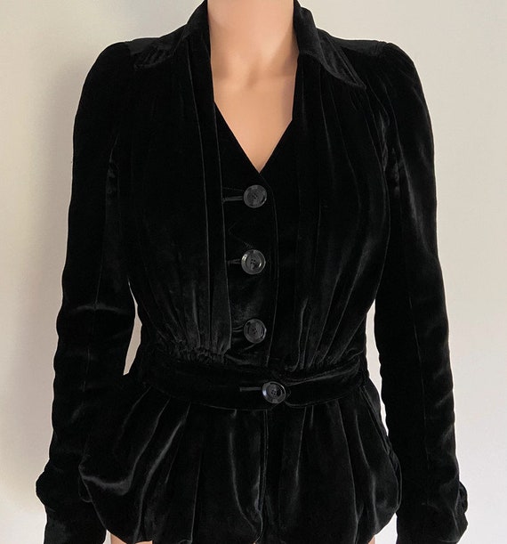 Louis Vuitton Velvet Trim Robe Jacket BLACK. Size 38