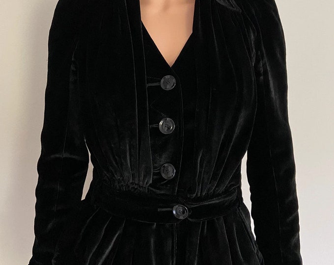 1950s Mollie Parnis Black Silk Cocktail Dress
