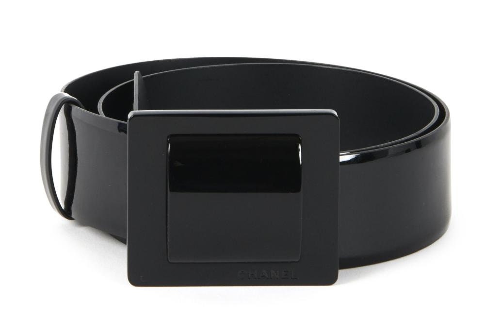 Chanel Black Leather CC Logo Buckle Wide Belt 90 CM Chanel