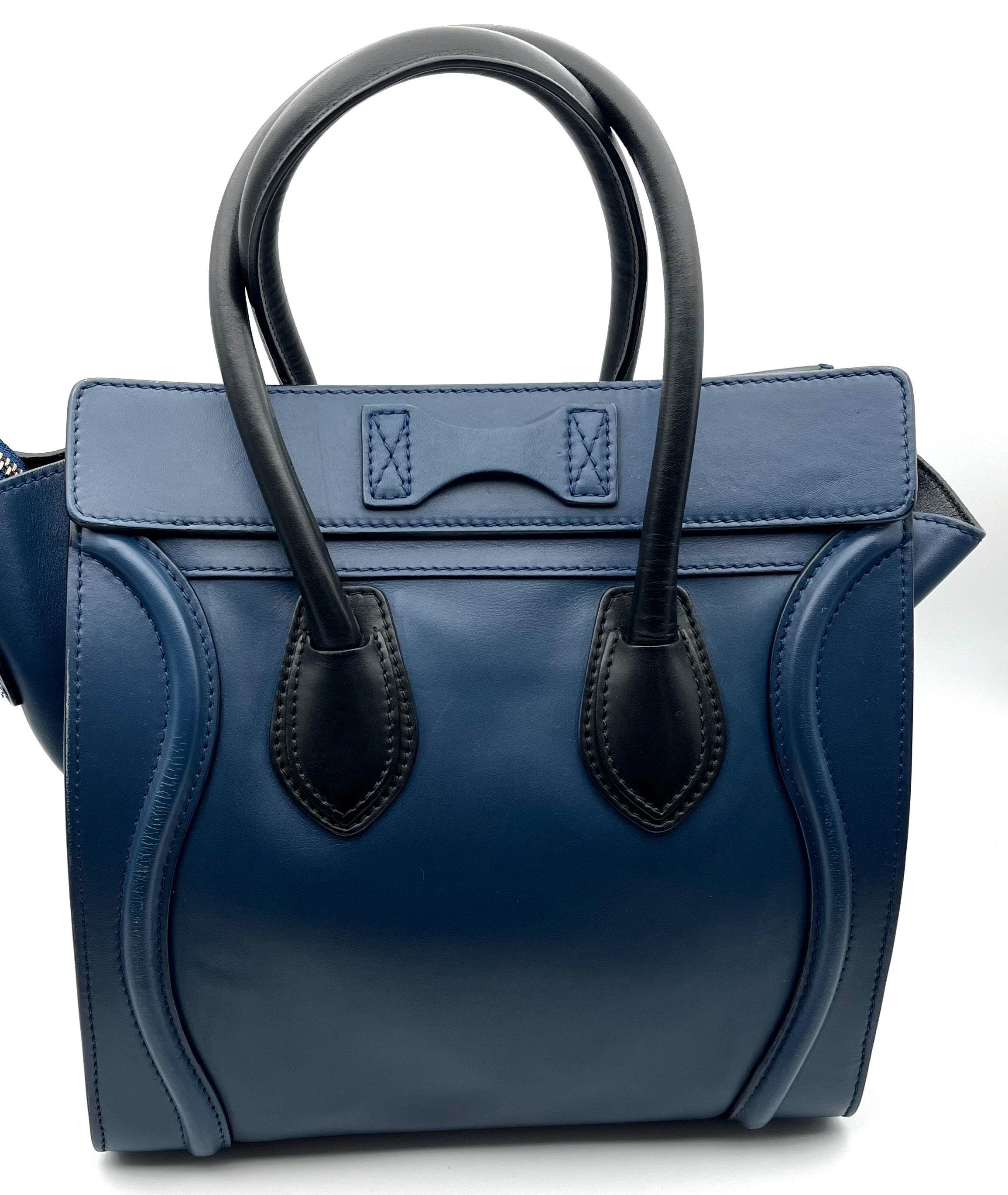 Celine micro luggage in blue and Black leather Dustbag very good condition