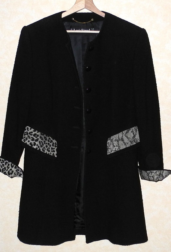 Louis FERAUD Coat in Wool Black Buckle T.42 Vintage Years - Etsy
