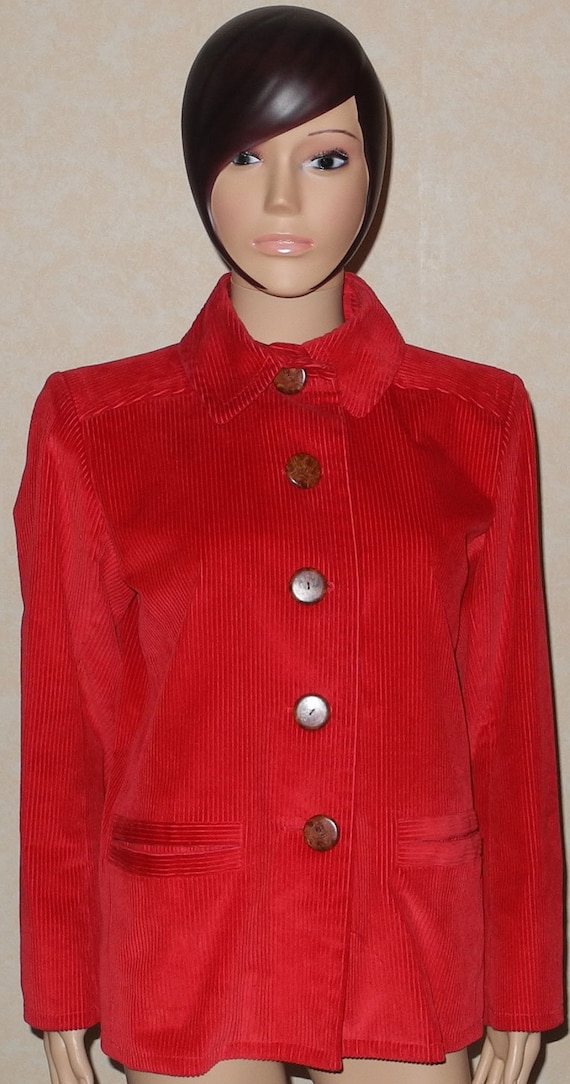 YVES SAINT LAURENT Red corduroy jacket, T.40 super