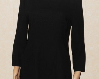 SONIA RYKIEL Curved black dress, 3/4 sleeves, vintage, T.40 approx. beautiful condition