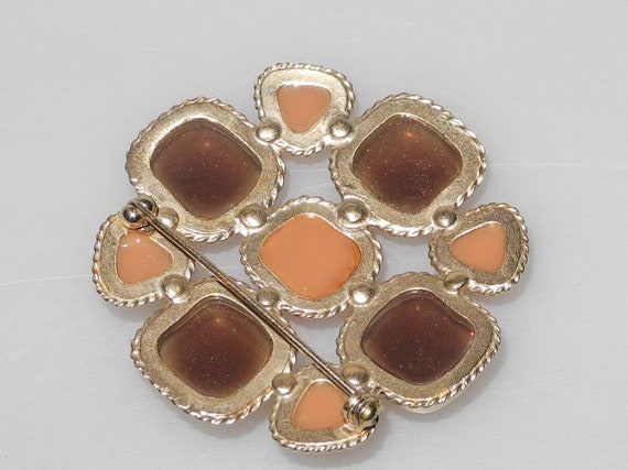 CHANEL GRIPOIX Vintage Gold Metal Brooch and Amber Resin 