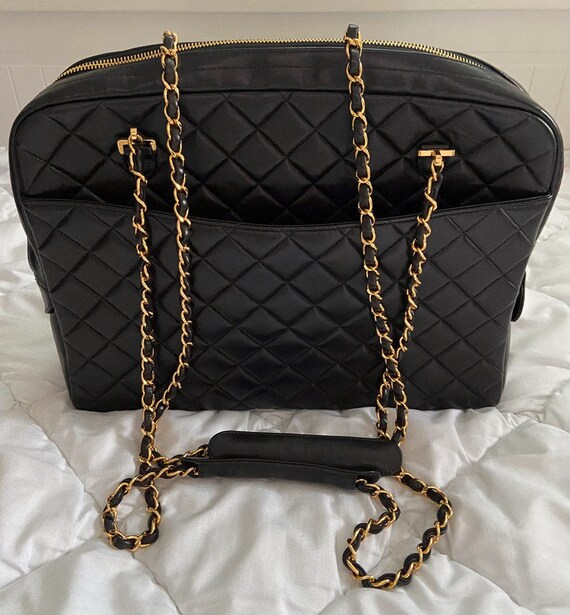 Buy CHANEL SAC Grand Shopping Black Quilted Leather Shoulder Online in India  