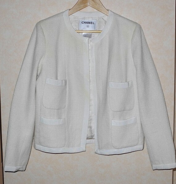 CHANEL VESTE vintage ivoire en laine T.40 environ