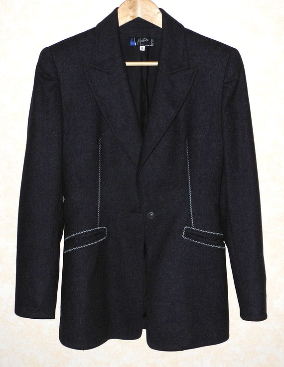 MONTANA VESTE BLAZER en laine gris foncé, vintage,