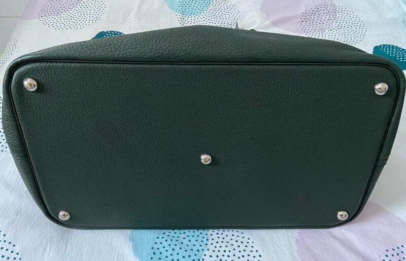 Hermes Bag Bolide 45 V.G.A. Leather Green Black Gold Travel Reise