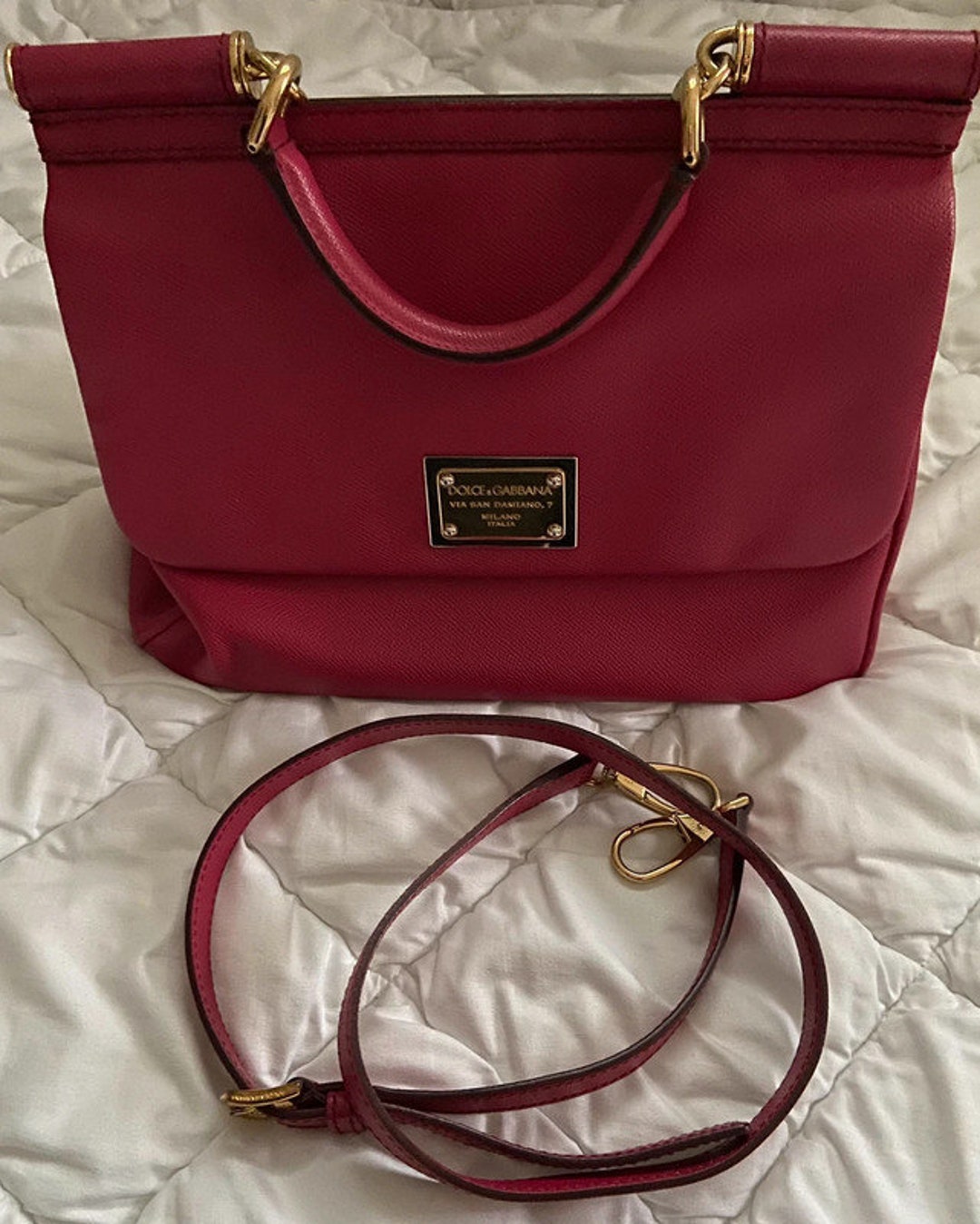 DOLCE & GABBANA Pink Leather Large Miss Sicily Bag