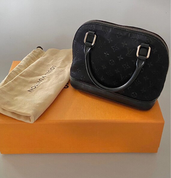 Louis Vuitton Micro Alma Satin Monogram and Black Leather Bag From