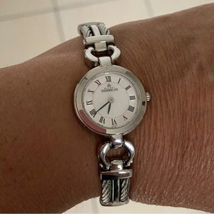 Michel Herbelin Quartz Cable Watch in Silver Steel Mother of pearl Dial Superb Etsy