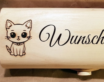 Brillenetui Holz Individuelle Lasergravur Name Personalisiert Katze