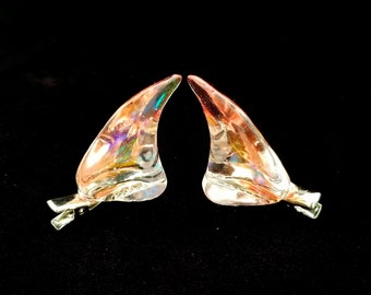 DRAGON ORANGE | Resin Clip-On Devil Horns  |  Hair Clip Halloween Accessories or Rave Accessories and Anime Gifts for Horns Cosplay