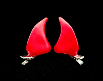 MATT RED | Resin Clip On Devil Horns |  Creepy Cute Hair Clip Halloween Accessories and Anime Gifts for Horns Cosplay