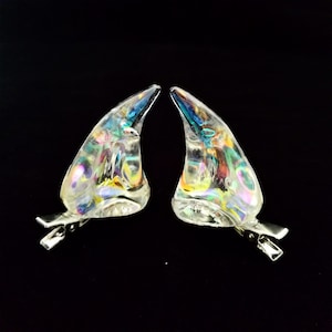 OPALFEUER |  Resin Clip-On Teufel Hörner |  Haarspange, Halloween-Zubehör oder Rave-Zubehör und Anime Geschenke für Hörner Cosplay