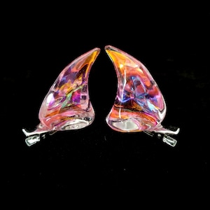 MALIBU PINK |  Resin Clip-On Devil Horns  | Pink Opal Hair Clip Halloween Accessories or Rave Accessories and Anime Gifts for Horns Cosplay