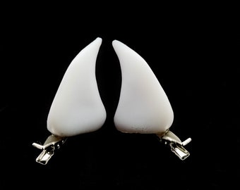 MATT WHITE | Resin Clip-On Devil Horns | Hair Clip Halloween Accessories for Horns Cosplay