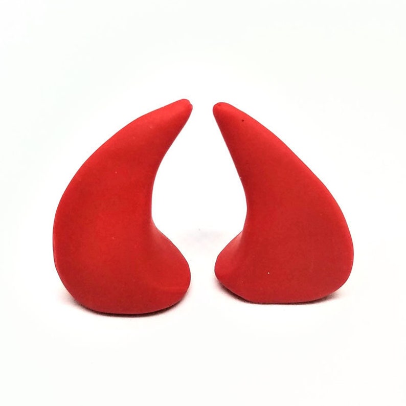 RED HORNS  Large  Glue On  Demon Horns image 1
