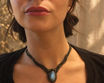 Macrame labradorite necklace