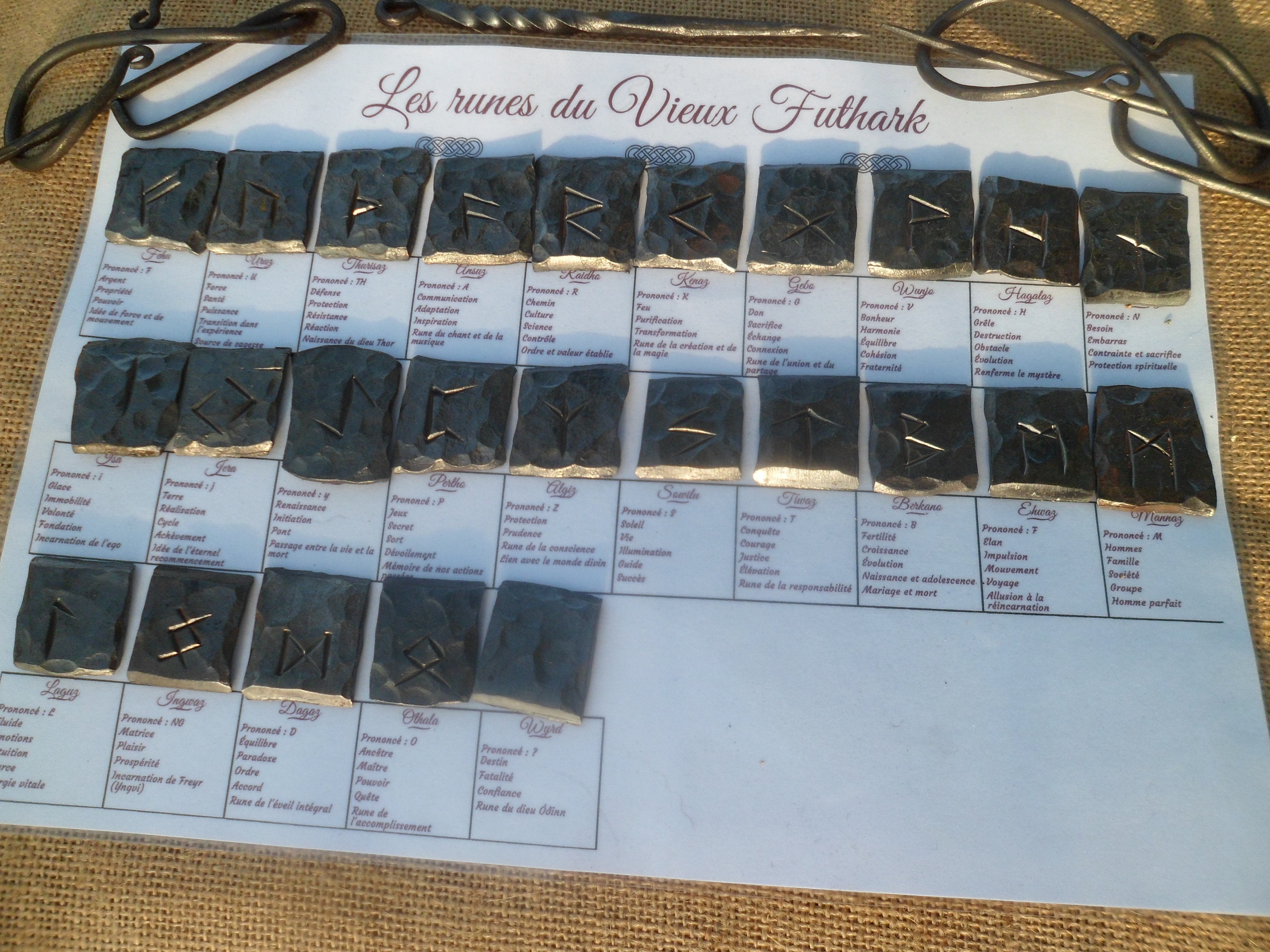 Set Futhark de Divination Complet - Runes Viking Gravées Brutes